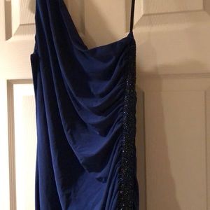 Long blue gown w sparkles on the side